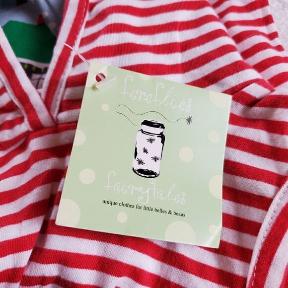 Fireflies & Fairytales Striped Christmas Hooded Top 3T - Picture 6 of 8